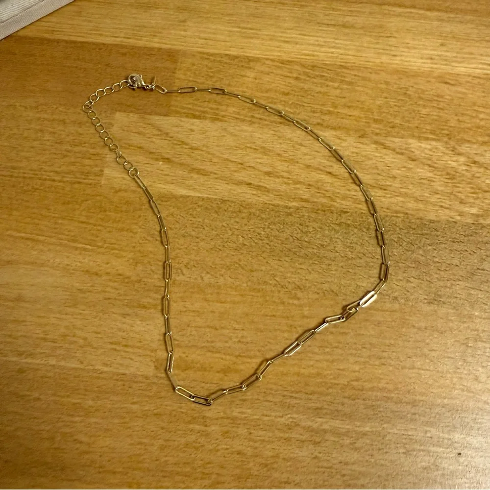 Gold tone paperclip chain layering necklace - Picture 3 of 6